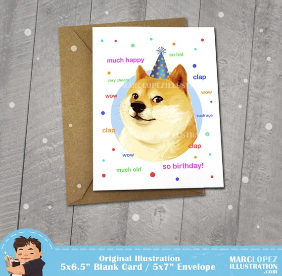 doge birthday card approximately 5 x 7 blank card with kraft il_570xN.738164870_cpvi?version=1 doge birthday card approximately 5 x 7 blank card with kraft